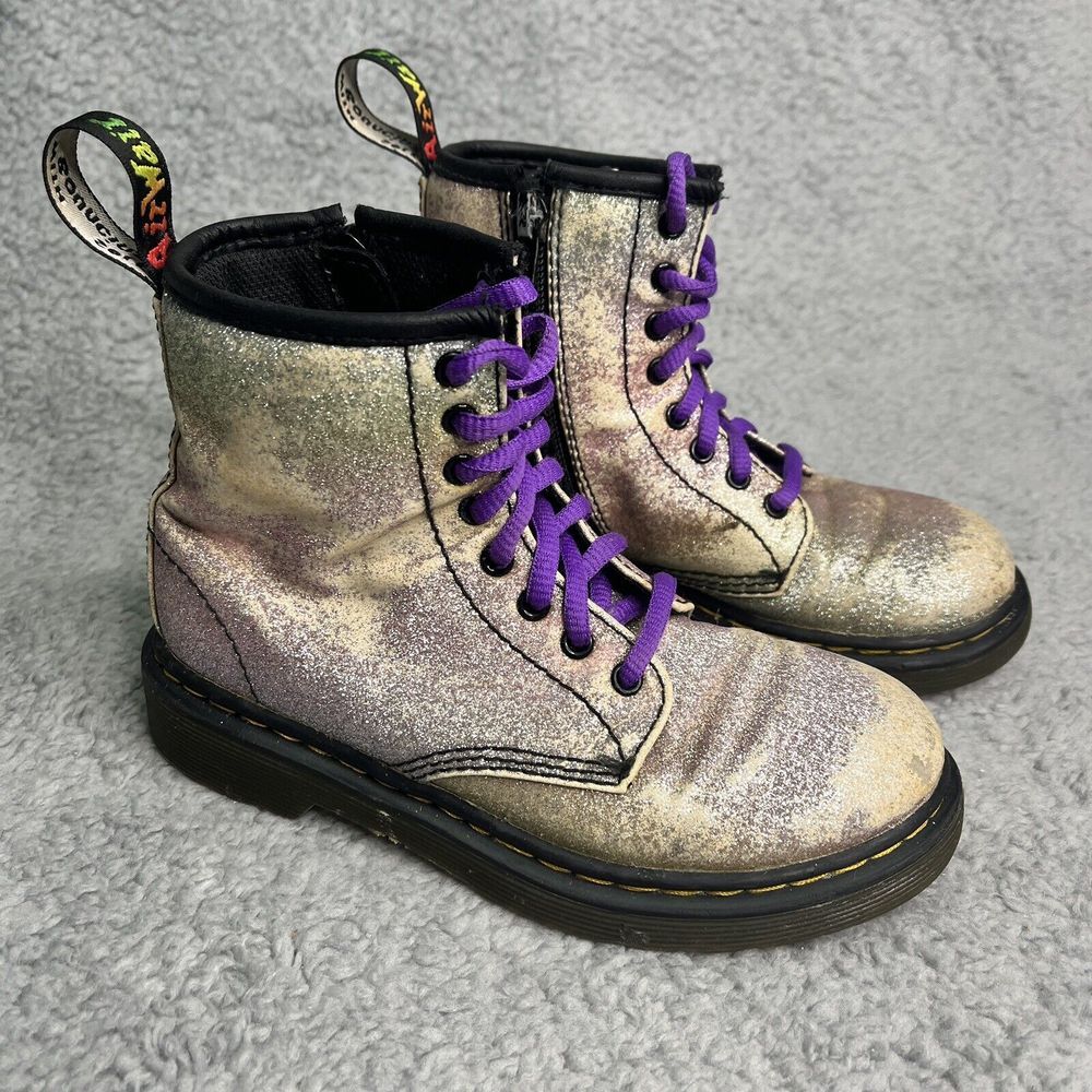 Doc Martens 1460 Boots‎ 8 Eye Youth Size 13 Dr Martens Glitter Silver & Purple